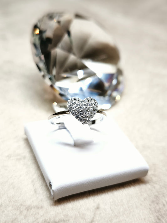 Anello in argento con zirconi cuore - Gioielli Pavan