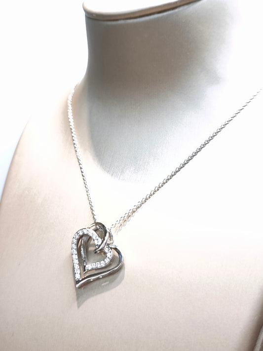 Girocollo Girocollo in argento con cuori intrecciati a pavé - Gioielli Pavan
