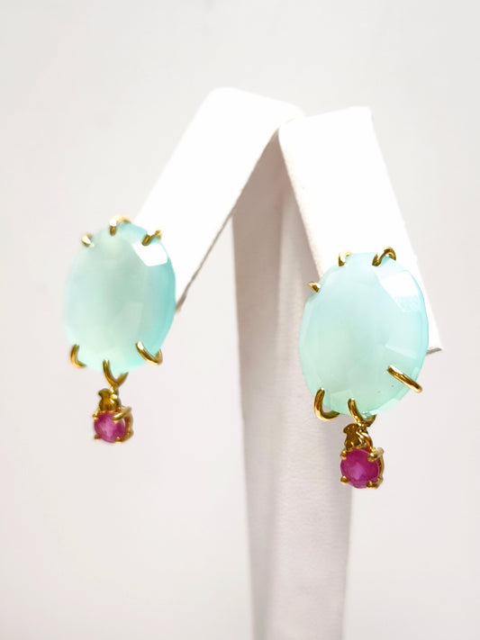 Orecchini Orecchini a lobo con quarzi Lemuria e rubini - Gioielli Pavan