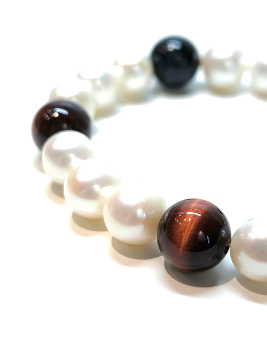 Bracciale Bracciale elastico con Perle e Occhio di falco - Gioielli Pavan