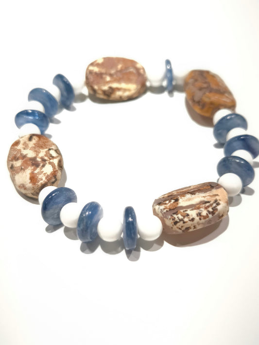 Bracciale Bracciale elastico con agata e calcedonio - Gioielli Pavan