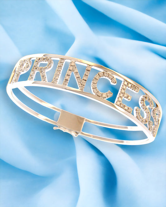 Bracciali Bracciale Grande rigido oro bianco e diamanti - personalizzabile nome da 4 a 8 lettere - Gioielli Pavan