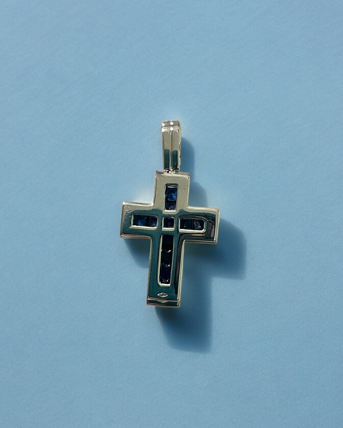 Ciondoli e pendenti Ciondolo oro bianco croce diamanti e zaffiri - Gioielli Pavan