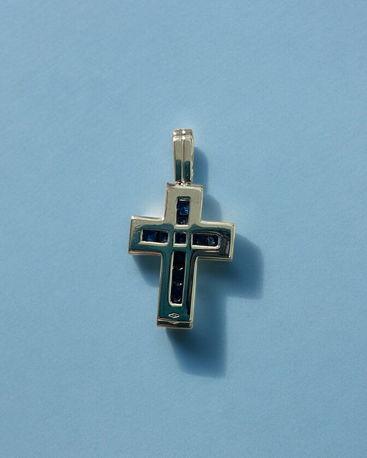 Ciondoli e pendenti Ciondolo oro bianco croce diamanti e zaffiri - Gioielli Pavan