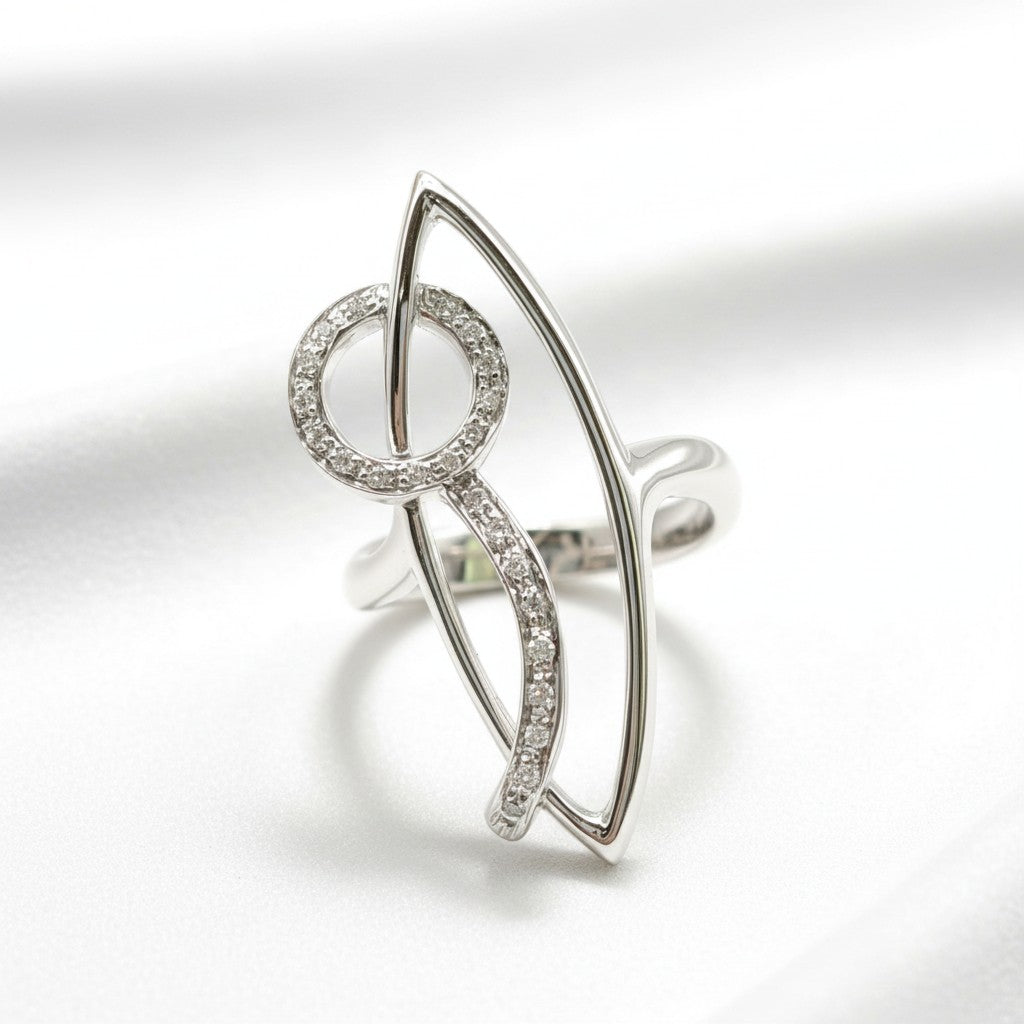 Anello in oro bianco 18kt con diamanti a pavé - Gioielli Pavan