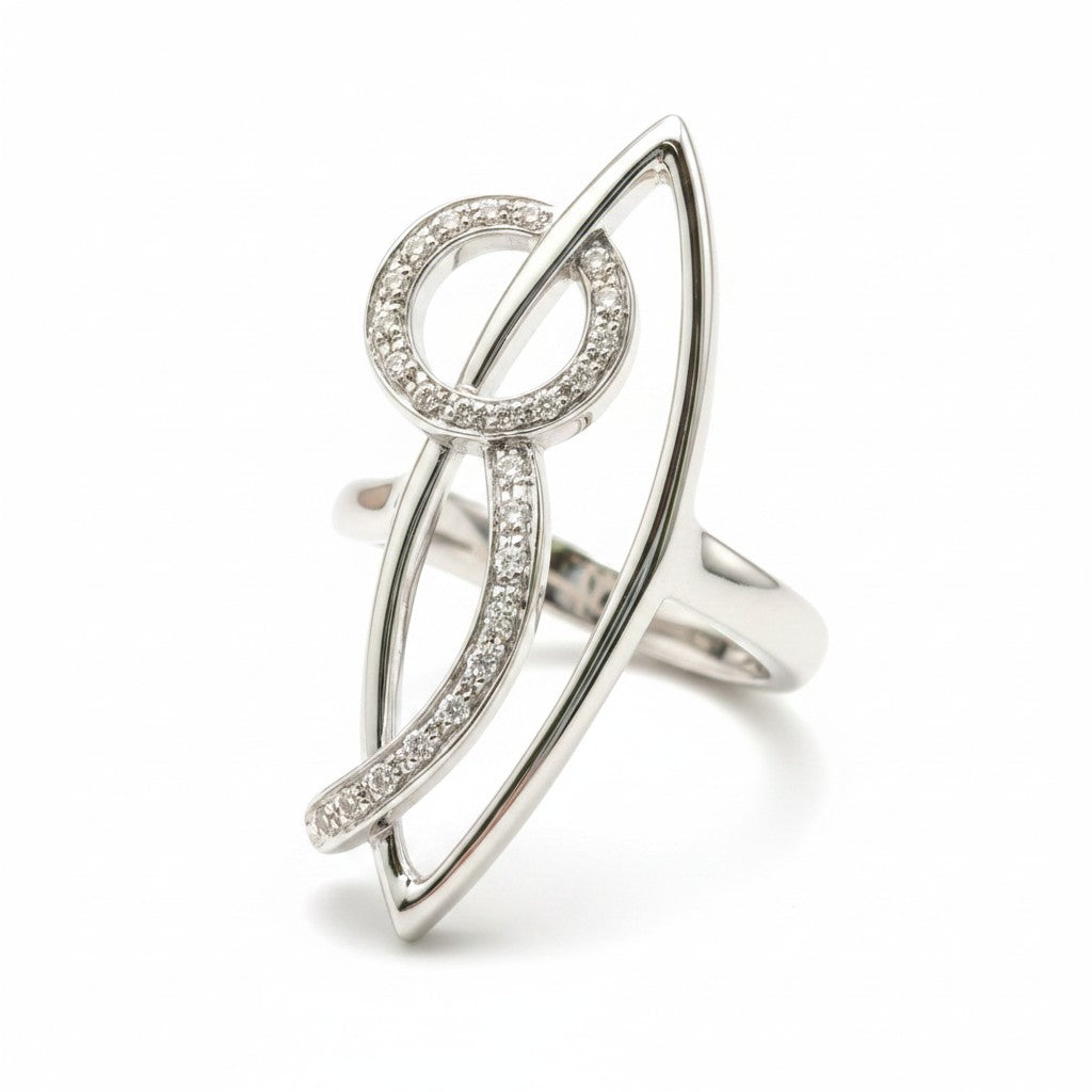 Anello in oro bianco 18kt con diamanti a pavé - Gioielli Pavan