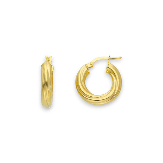 Orecchini Orecchini in argento tondi con sezione lavorata a onde diam. 1,5 cm - Gioielli Pavan