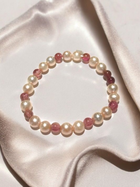 Bracciale Bracciale elastico tormaline e perle coltivate - Gioielli Pavan