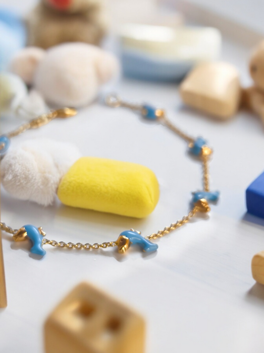 Bracciale Braccialetto oro giallo delfini smalto - Gioielli Pavan