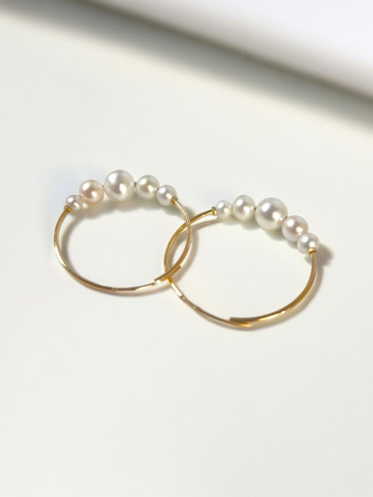 Orecchini Orecchini a cerchio in oro con perle coltivate - Gioielli Pavan