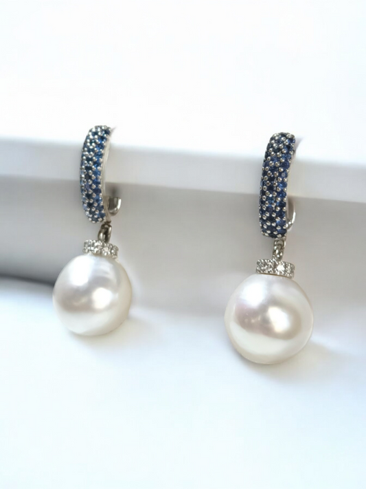 Orecchini Orecchini con perle australiane, diamanti e zaffiri - Gioielli Pavan