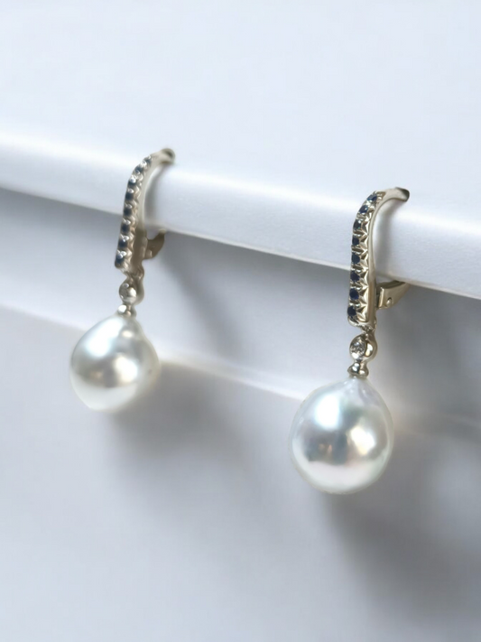 Orecchini Orecchini con perle australiane diamanti e zaffiri - Gioielli Pavan