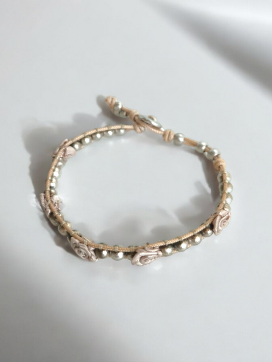Bracciale Bracciale in argento e rose in seta - Gioielli Pavan