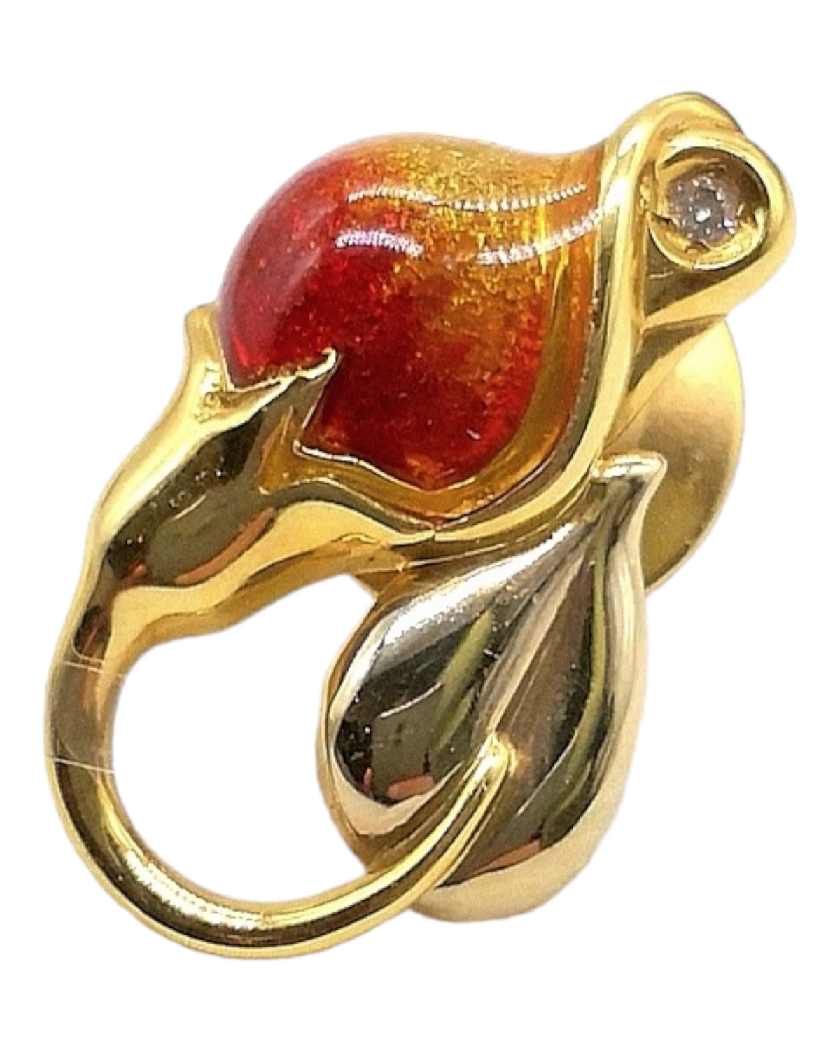 Puntale Tulipano in oro smaltato con diamante - Gioielli Pavan
