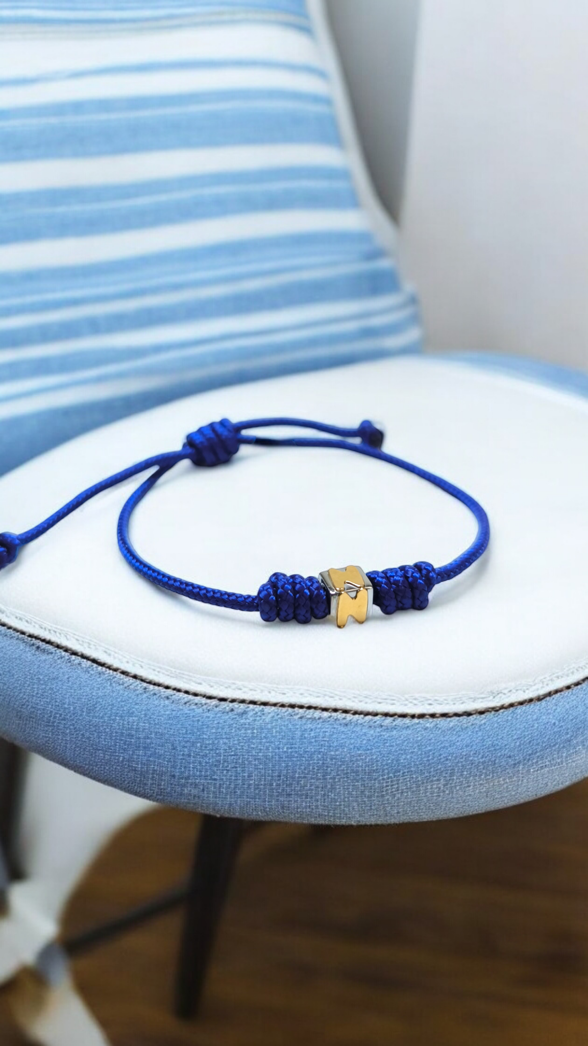 Braccialetto Dado lettera N in acciaio e oro - Gioielli Pavan