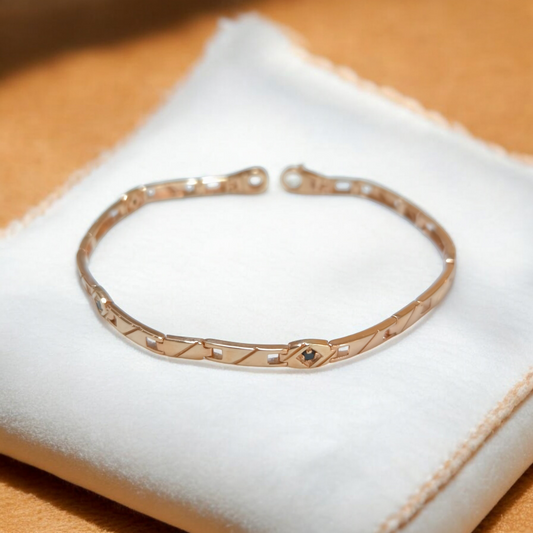 Bracciale Bracciale in oro rosa maglia geometrica zirconi neri - Gioielli Pavan