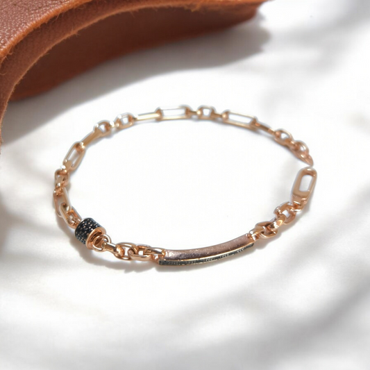 Bracciale Bracciale in oro rosa maglia geometrica zirconi neri - Gioielli Pavan