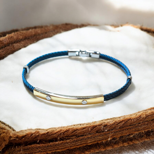 Bracciale Bracciale in oro e acciaio galvanizzato blu - Gioielli Pavan