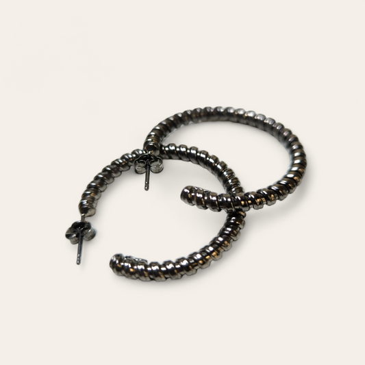 Orecchini Orecchini a cerchio brunito a torcion sezione da 3 mm diam. 3 cm - Gioielli Pavan