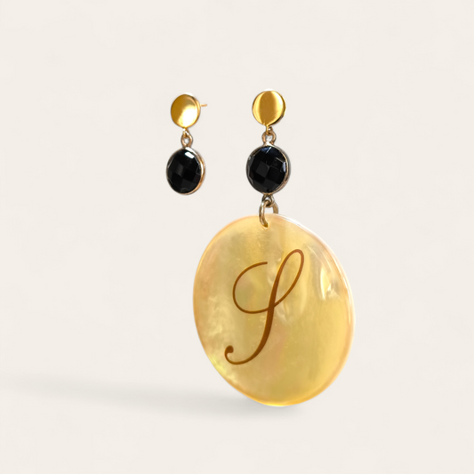 Orecchini Orecchini pendenti in argento con madreperla con lettera S - Gioielli Pavan