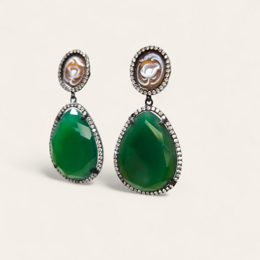 Orecchini Orecchini in argento con cameo e giada - Gioielli Pavan