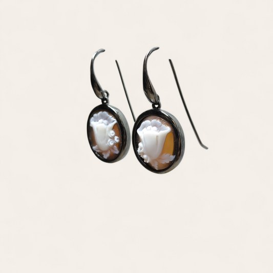 Orecchini Orecchini in argento brunito con cameo ovale - Gioielli Pavan