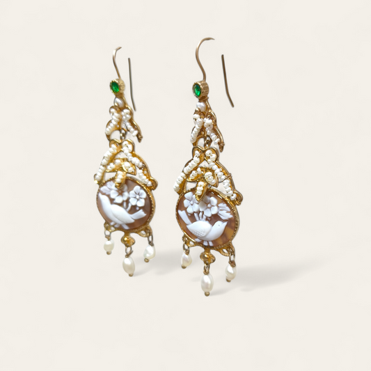 Orecchini Orecchini in argento con cameo e perle coltivate pend. 7,5 cm - Gioielli Pavan