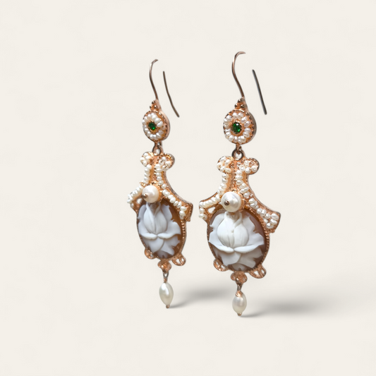 Orecchini Orecchini in argento con cameo e perle coltivate pend. 7,5 cm - Gioielli Pavan