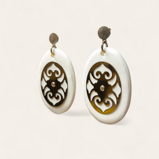 Orecchini Orecchini in argento con osso e zirconi - Gioielli Pavan