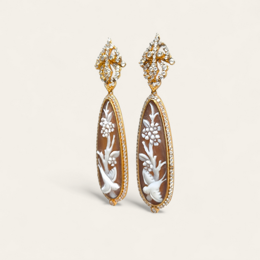 Orecchini Orecchini in argento con cameo a goccia e zirconi pend. 6,5 cm - Gioielli Pavan