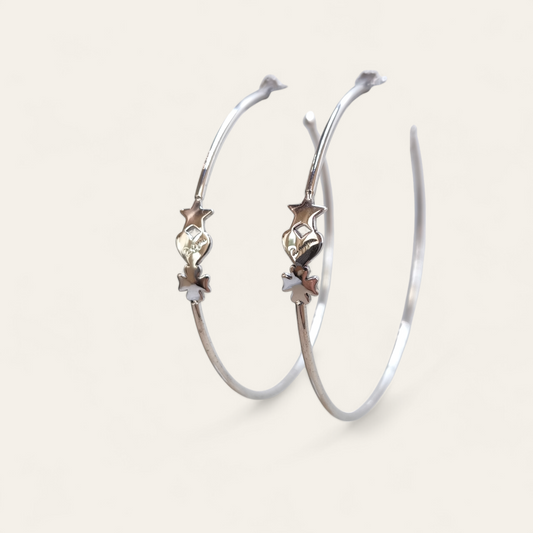 Orecchini Orecchini in argento cerchio maxi con cuore stella e quadrifoglio diam. 6 cm - Gioielli Pavan