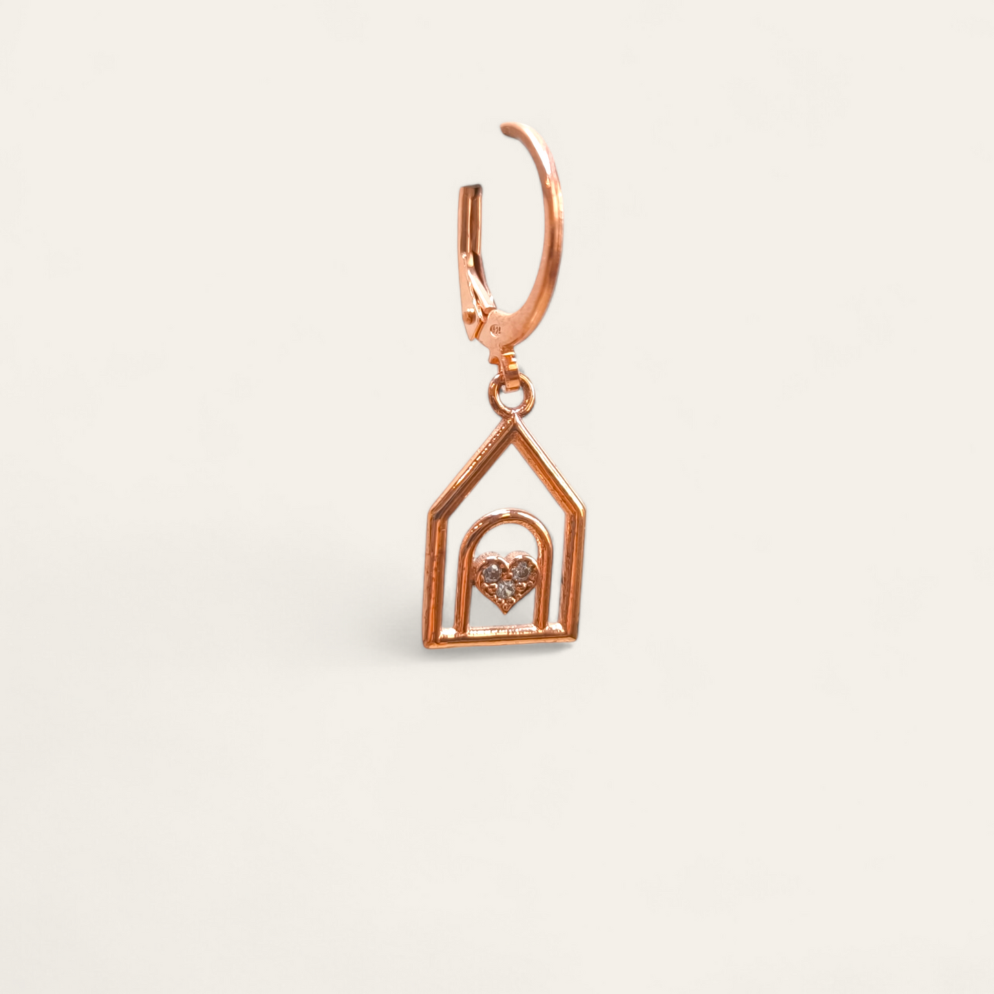 Orecchini Mono orecchino in argento casetta cuore pavé di zirconi - Gioielli Pavan