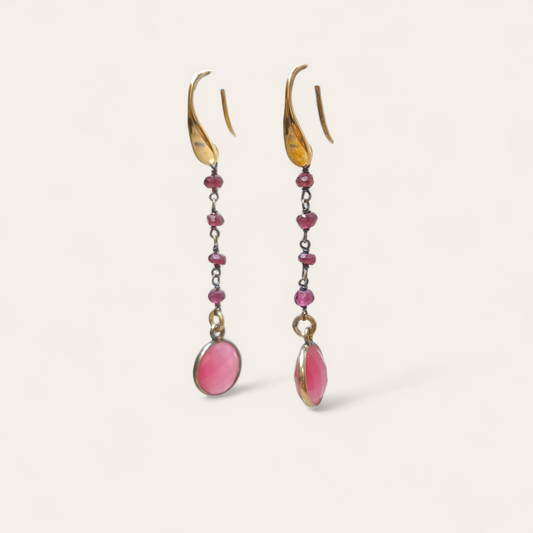 Orecchini Orecchini in argento con quarzi bordeaux a rosario pend. 5,5 cm - Gioielli Pavan