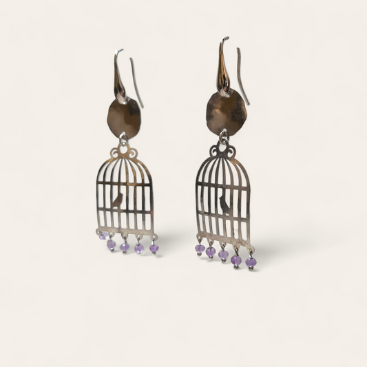 Orecchini Orecchini in argento con ametiste pend. 7 cm - Gioielli Pavan