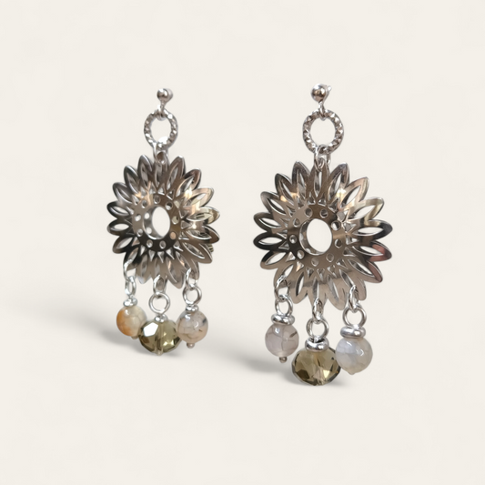 Orecchini Orecchini in argento con pietre dure pend. 6,5 cm - Gioielli Pavan