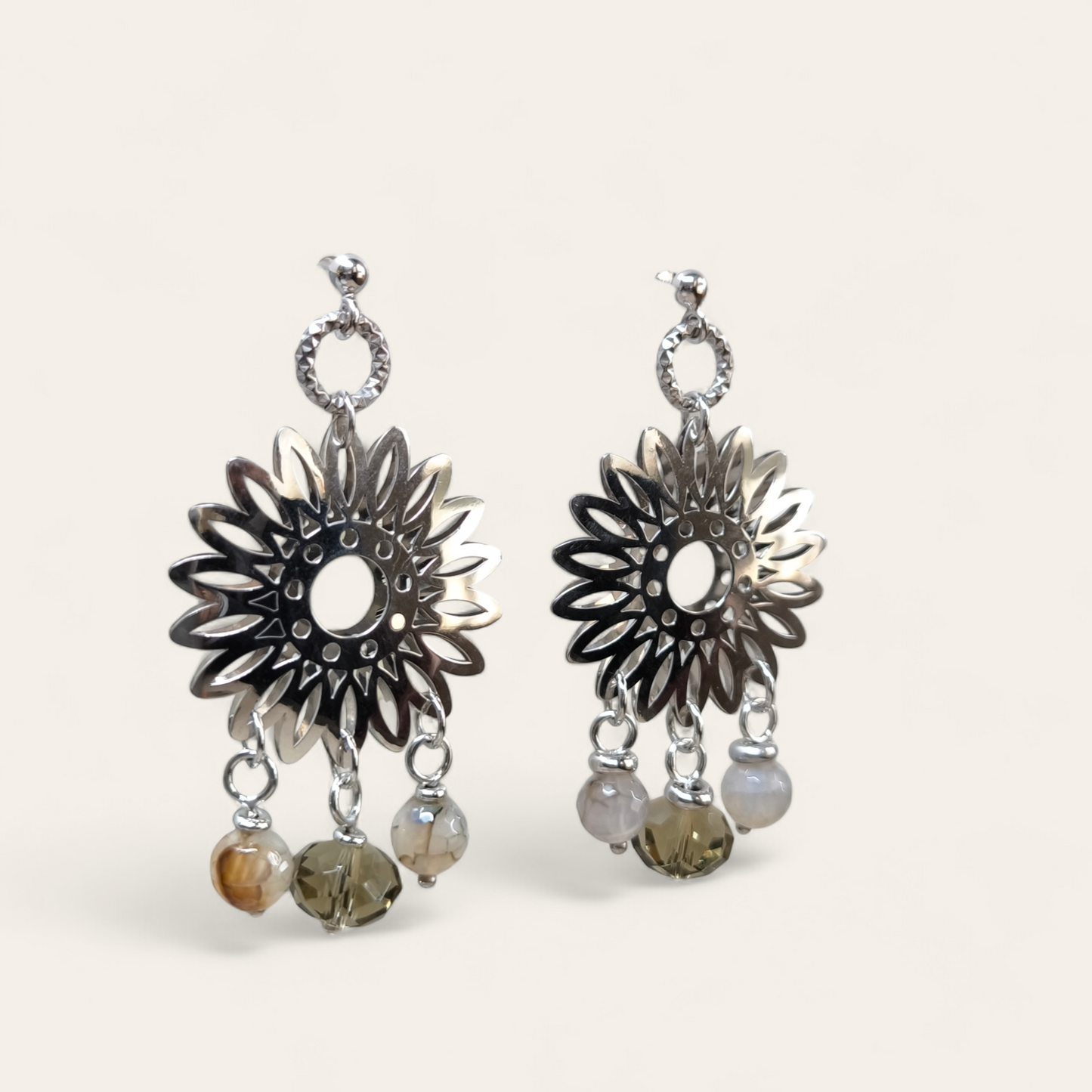 Orecchini Orecchini in argento con pietre dure pend. 6,5 cm - Gioielli Pavan