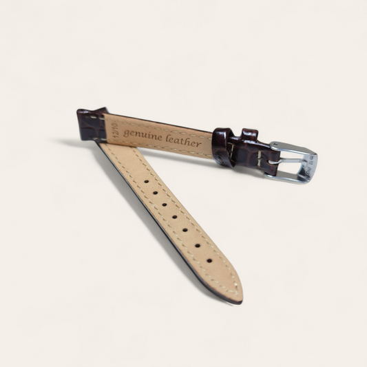 Cinturino Cinturino Ansa 12 mm Pelle marrone stampato coccodrillo - Gioielli Pavan