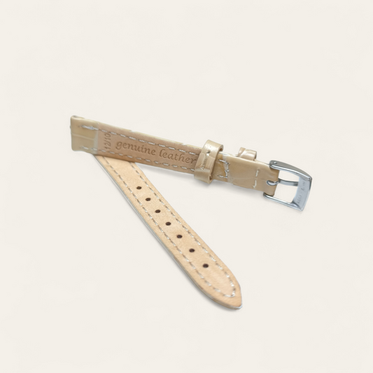 Cinturino Cinturino Ansa 12 mm Pelle beige stampato coccodrillo - Gioielli Pavan