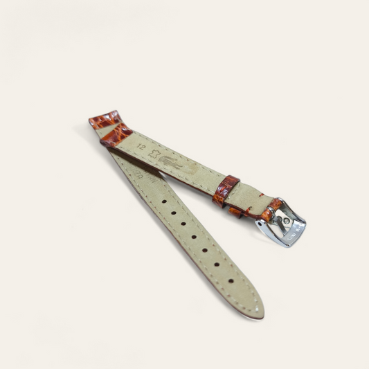 Cinturino Cinturino Ansa 12 mm pelle coccodrillo brasiliano marrone gold - Gioielli Pavan