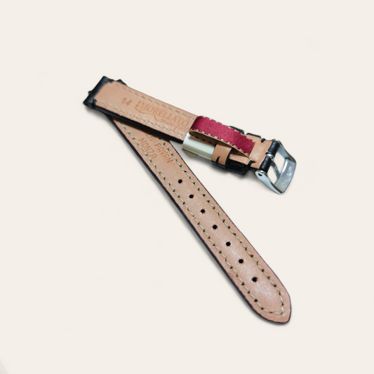 Cinturino Cinturino Ansa 14 mm pelle di agnello morbido imbottito nero - Gioielli Pavan