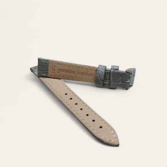 Cinturino Cinturino Ansa 14 mm Pelle Stampa coccodrillo grigio imbottito - Gioielli Pavan