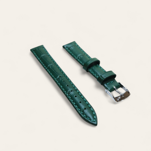 Cinturino Cinturino Ansa 14 mm Pelle stampata coccodrillo verde - Gioielli Pavan