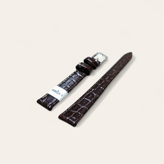Cinturino Cinturino Ansa 14 mm Pelle stampata coccodrillo marrone - Gioielli Pavan