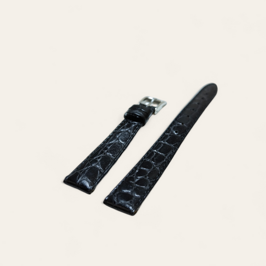 Cinturino Cinturino Ansa 14 mm Pelle stampata coccodrillo nero - Gioielli Pavan