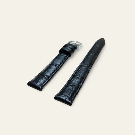 Cinturino Cinturino Ansa 14 mm Pelle stampata coccodrillo nero - Gioielli Pavan