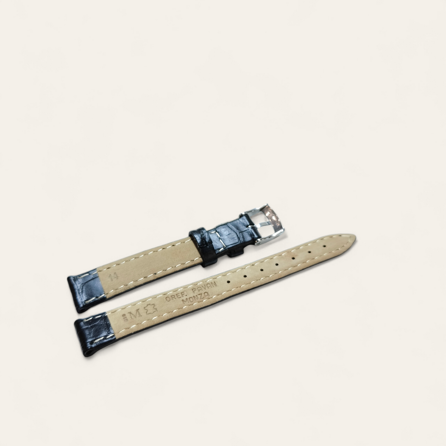 Cinturino Cinturino Ansa 14 mm Pelle stampata coccodrillo nero - Gioielli Pavan