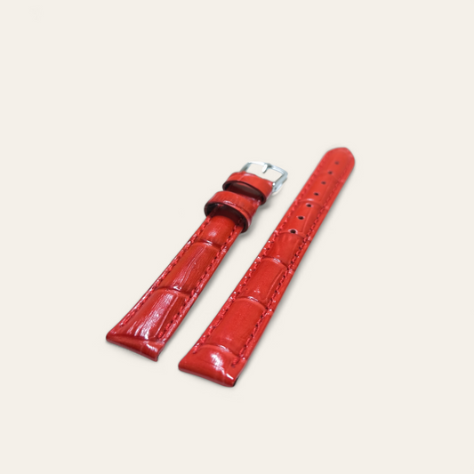 Cinturino Cinturino Ansa 14 mm Pelle stampata coccodrillo rosso - Gioielli Pavan