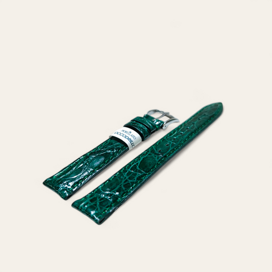 Cinturino Cinturino Ansa 16 mm Pelle coccodrillo vero verde british - Gioielli Pavan