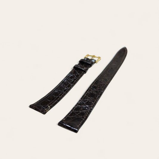 Cinturino Cinturino Ansa 16 mm Pelle coccodrillo vero marrone scuro - Gioielli Pavan