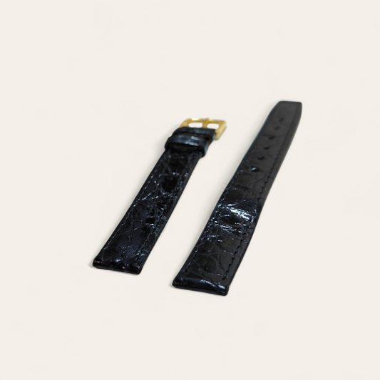 Cinturino Cinturino Ansa 16 mm Pelle coccodrillo vero nero - Gioielli Pavan